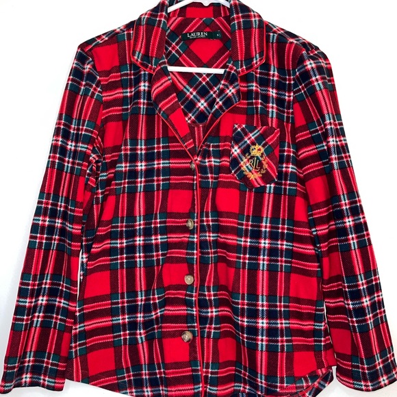 Lauren by Ralph Lauren Red Plaid Pajama Top Size Small - Picture 1 of 5